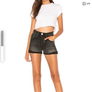 Revolve One X One Teaspoon Harlets Black Paris High Rise Fitted
Cuff Hem Shorts